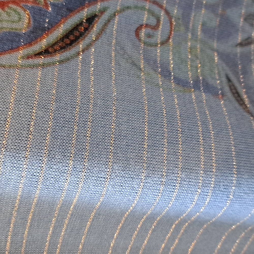 ONE WORLD Blue Embroidered Long Sleeve Top - Picture 4 of 4